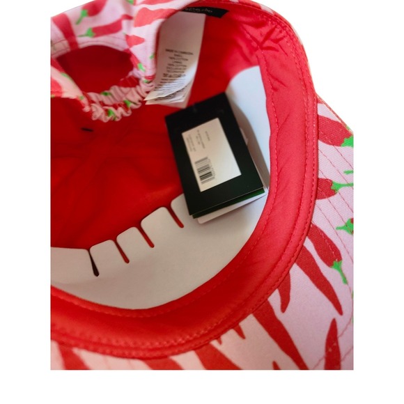 Kate Spade New York Red Chili Pepper Print Pink Cotton‎ Baseball Cap Hat NWT